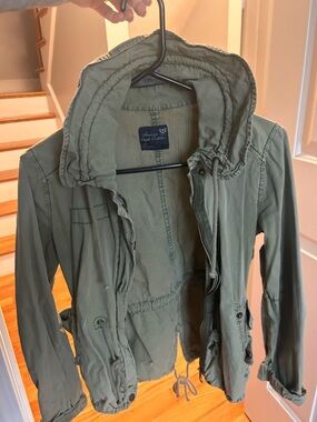American Eagle Outfitters Olive Utility Hooded Jacket